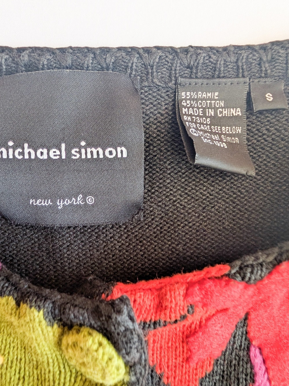 Michael Simon 90s cardigan Long Sleeve sweater Autumn Fall Leaves Size Sml - Picture 2 of 13